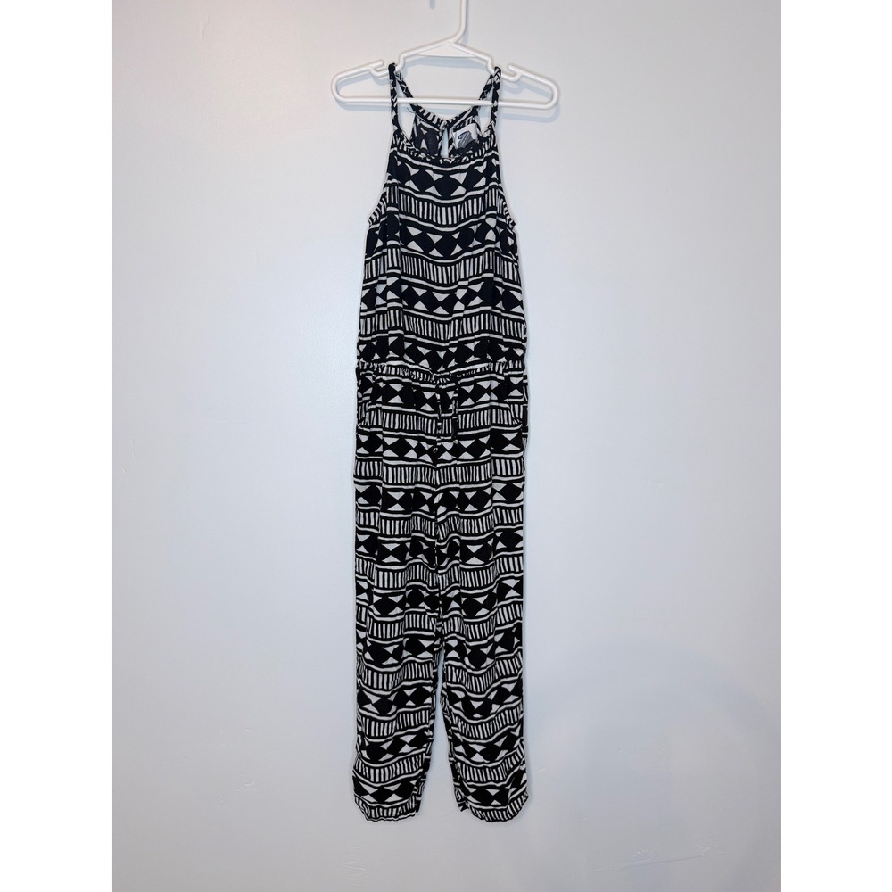 Old Navy Girls Black White Geometric Halter Jumpsuit Size M 8